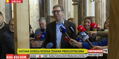 Predsednik Srbije Aleksandar Vučić danas učestvuje na svečanoj dodeli rešenja ženama preduzetnicama dobitnicama sredstava po programu podrške za razvoj preduzetništva žena na selu u 2025. godini.