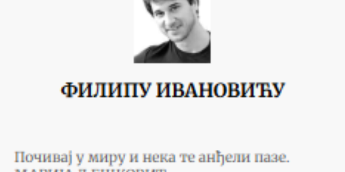 Čitulja za ubijenog Filipa Ivanovića