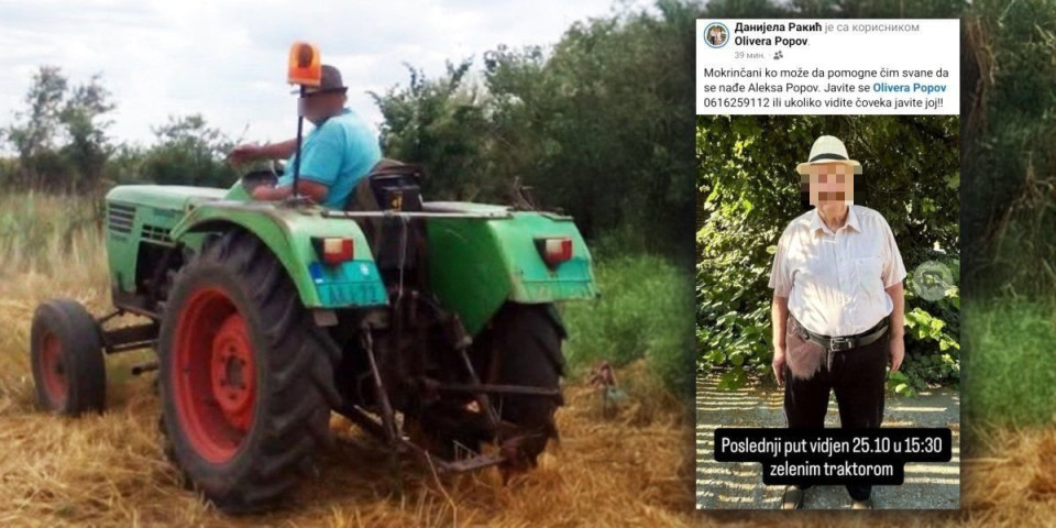 Velika potraga za Aleksom iz Mokrina: Otišao traktorom još u subotu