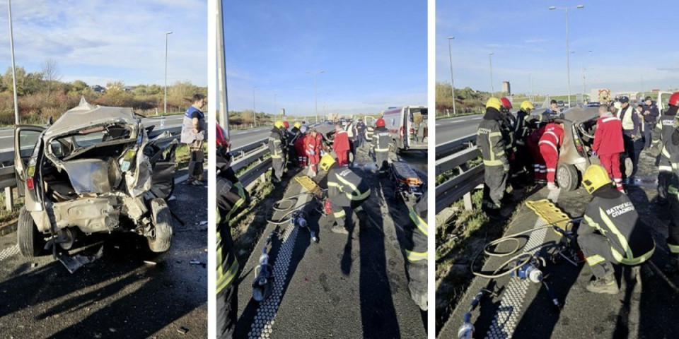 Automobil smrskan, vatrogasci ga jedva izvukli: Jezive fotografije sudara u Ostružnici (FOTO)