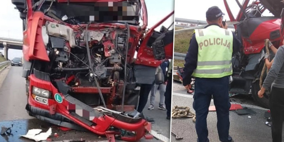 Sudar kamiona, vozač zarobljen u kabini! Horor kod Orlovače