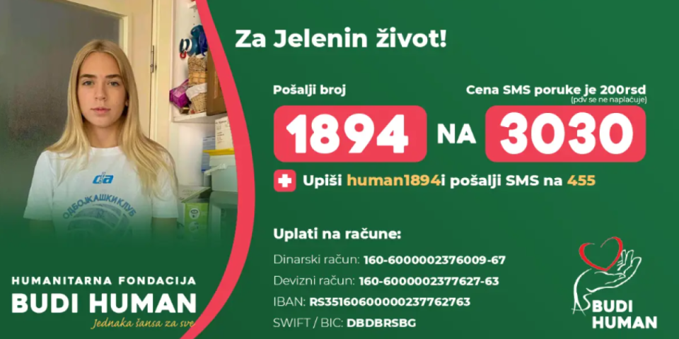 Srbijo, ujedini se: Jeleni (14) je potrebna naša pomoć
