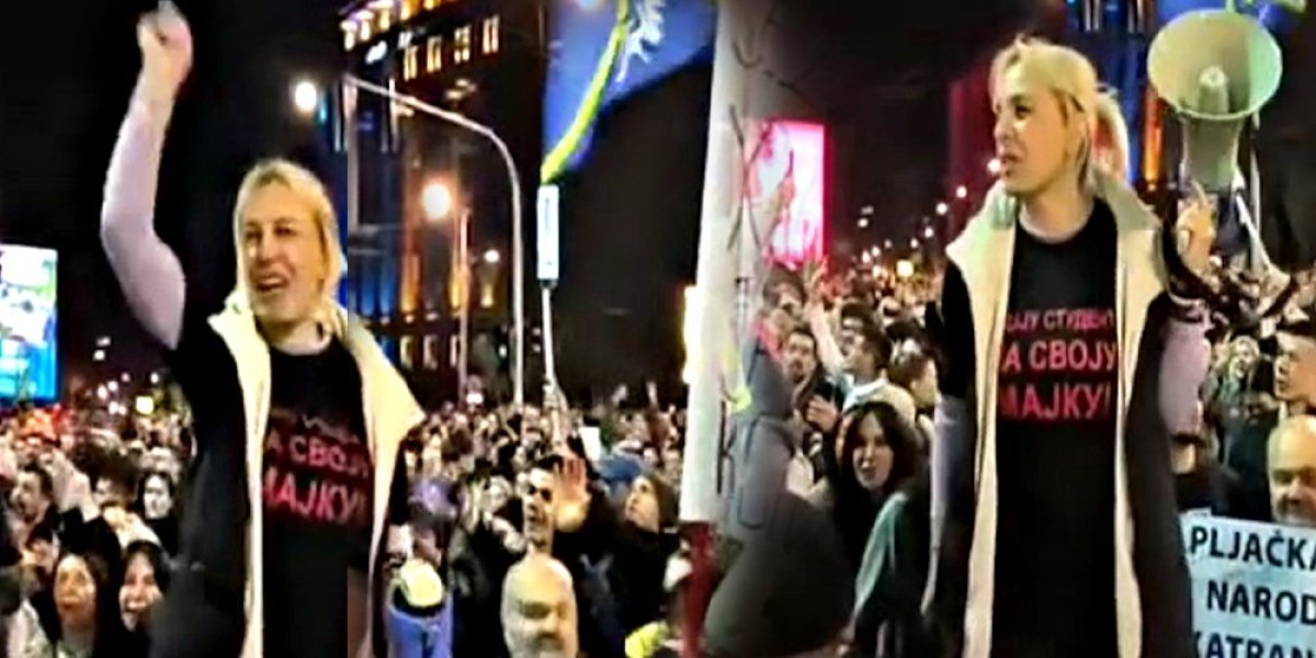 Dijana Hrka peva pesmu koja vređa Vučića! Oko nje urliču i skaču blokaderi (VIDEO)