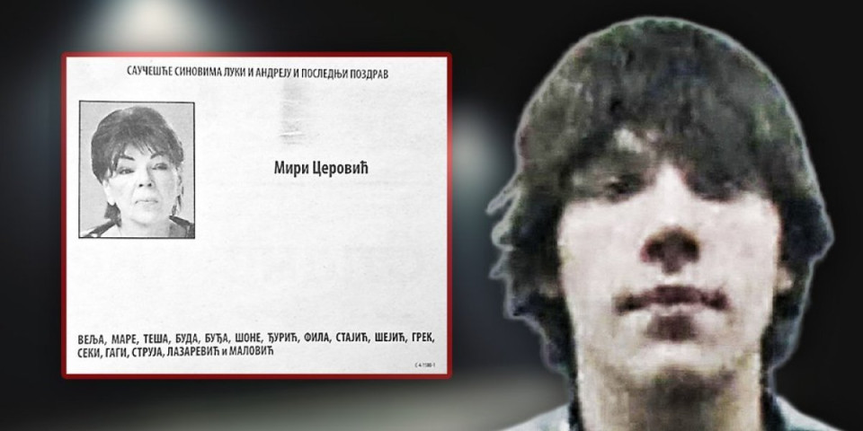 "Oprosti što nisam tu, voli te tvoj sin": Luka Cerović nije došao iz pritvora na sahranu majke - pre spuštanja kovčega pročitano njegovo pismo
