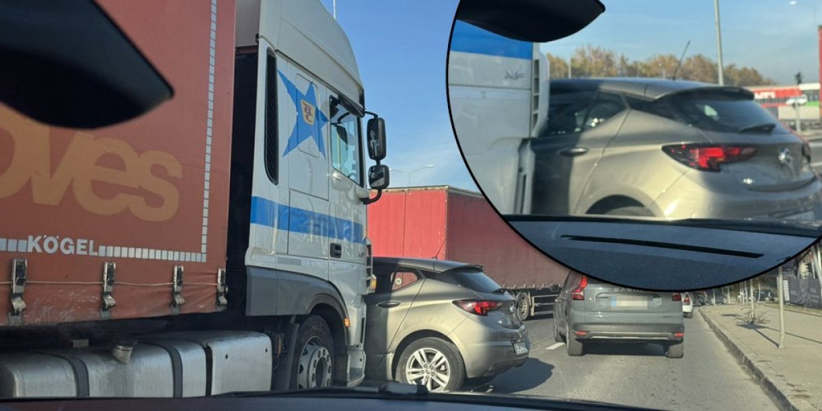 Teška nesreća u Zemunu! Kamion se zakucao u automobil (FOTO)