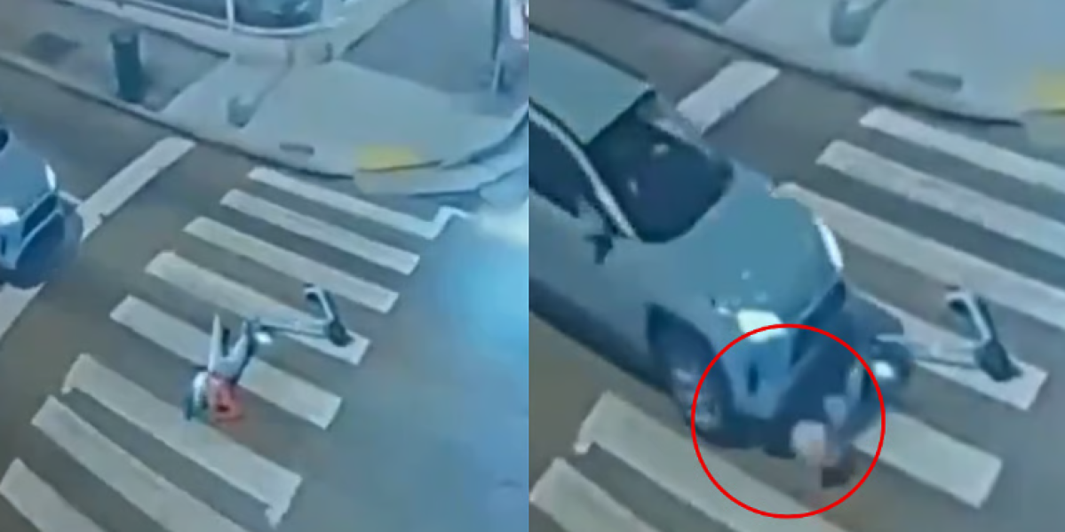 Devojka na semaforu pala sa električnog trotineta, vozač "tojote" je nije video i pregazio je - usledio šok (VIDEO)