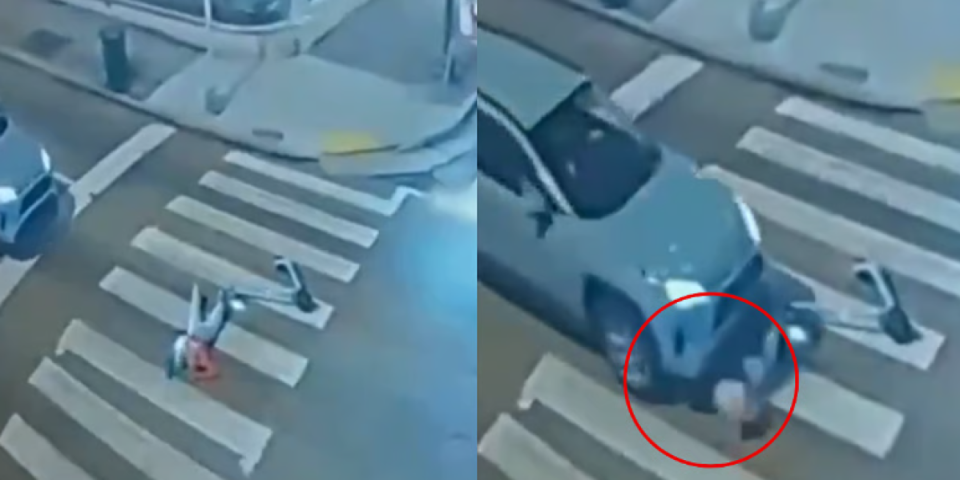 Devojka na semaforu pala sa električnog trotineta, vozač "tojote" je nije video i pregazio je - usledio šok (VIDEO)