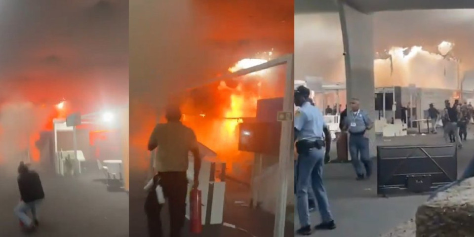 (VIDEO) Požar na jednom od najbitnijih samita: Delegati bežali kroz vatrenu stihiju, sve se dogodilo kod štanda KINE! Svi se pitaju samo jedno