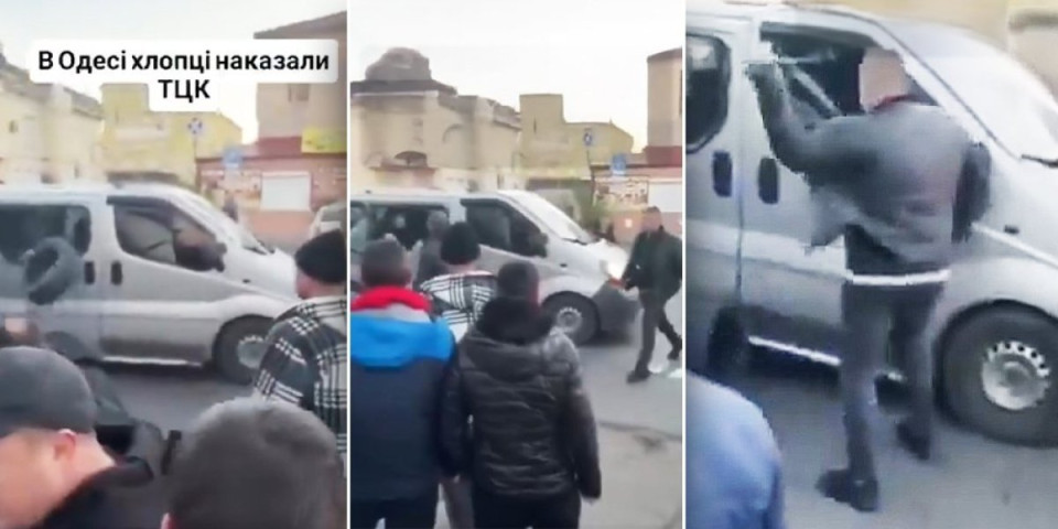 Haos u Odesi: Pobesneli stanovnici demolirali kombi regrutnog centra! (VIDEO)