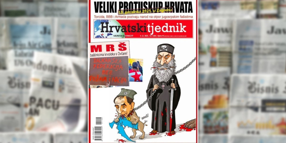 Jeziva naslovnica u Hrvatskoj na dan konferencije o Jasenovcu u Srbiji: Krvava i morbidna karikatura patrijarha SPC