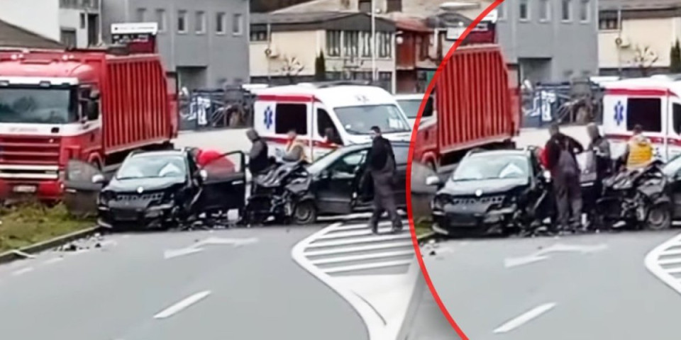 Teška saobraćajka kod Sevojna: Delovi automobila rasuti po putu (VIDEO)