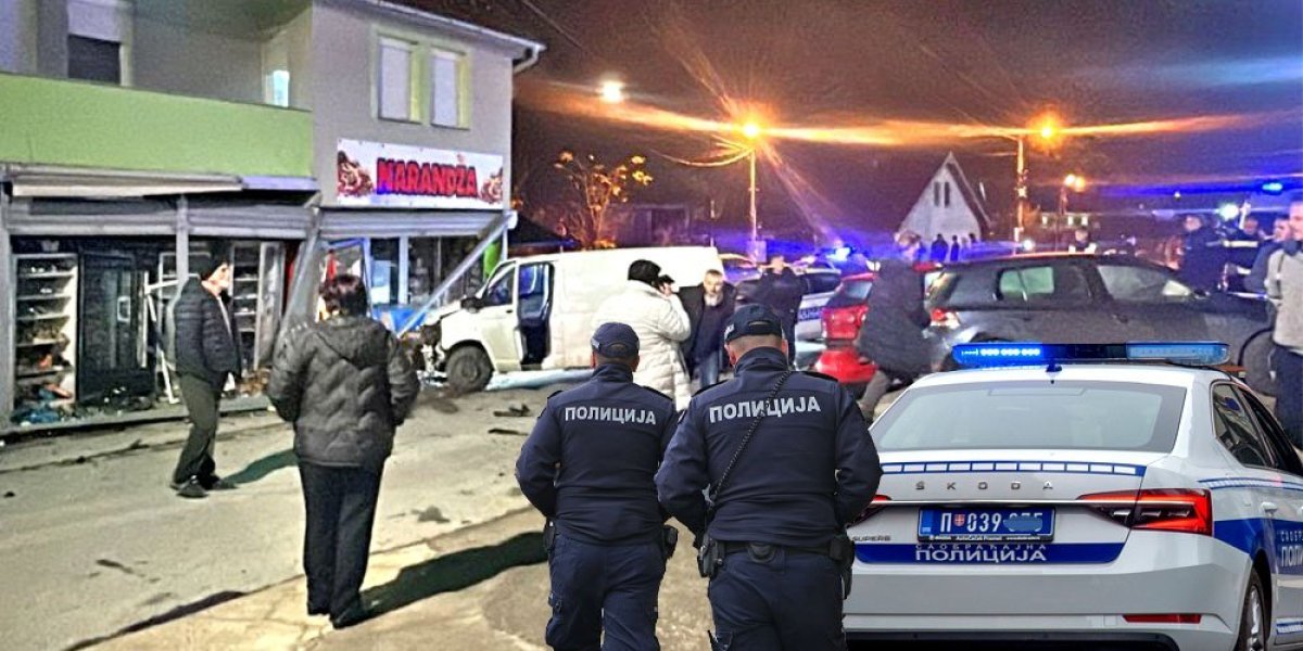 Filmska potera u Novom Pazaru: Kombi bežao od policije, pa skrenuo s puta i udario u prodavnicu (FOTO)