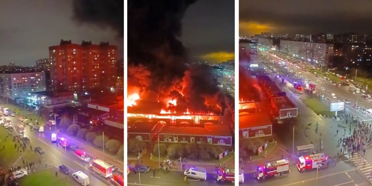 Crni dim širi se gradom, odjekivale eksplozije - najmanje dvoje povređenih u strašnom požaru u Sankt Peterburgu (VIDEO)