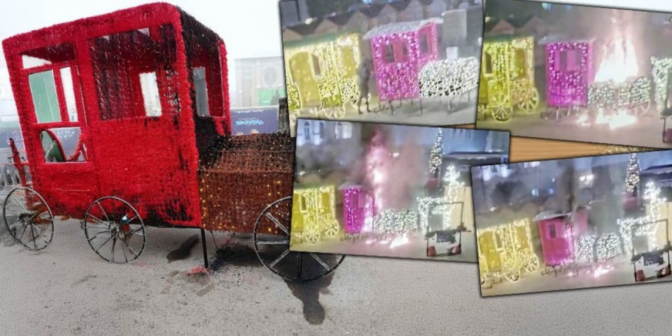 Haos ispred Gradske kuće u Novom Sadu! Muškarac zapalio novogodišnju dekoraciju, sve zabeležila kamera (FOTO/VIDEO)