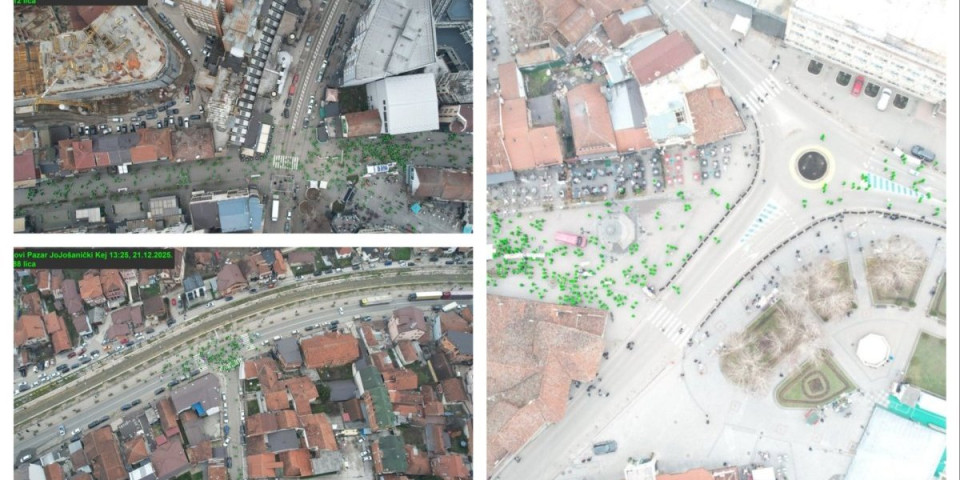 Prve fotografije iz drona: Tačkasti softver prebrojao blokadere - a tvrde da je ovo cela Srbija?!