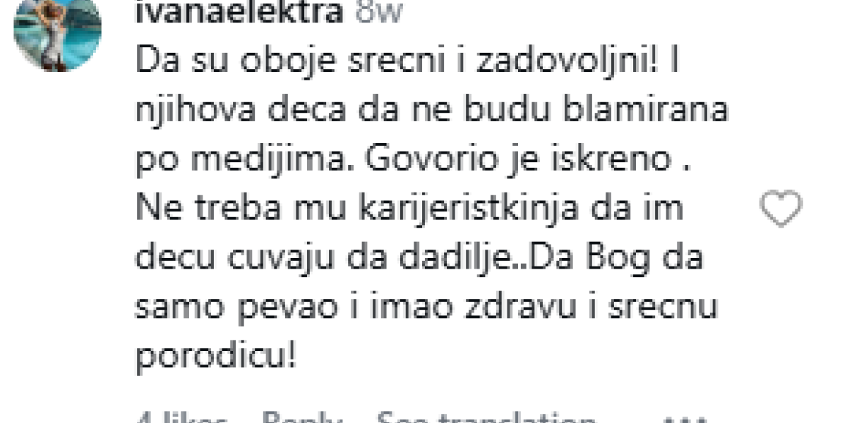 Komentar pevačice Ivane Elektre