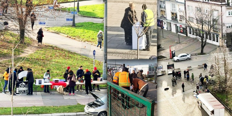 Bizaran performans blokadera u centru Beograda: Crveni fesovi i prasence (VIDEO)