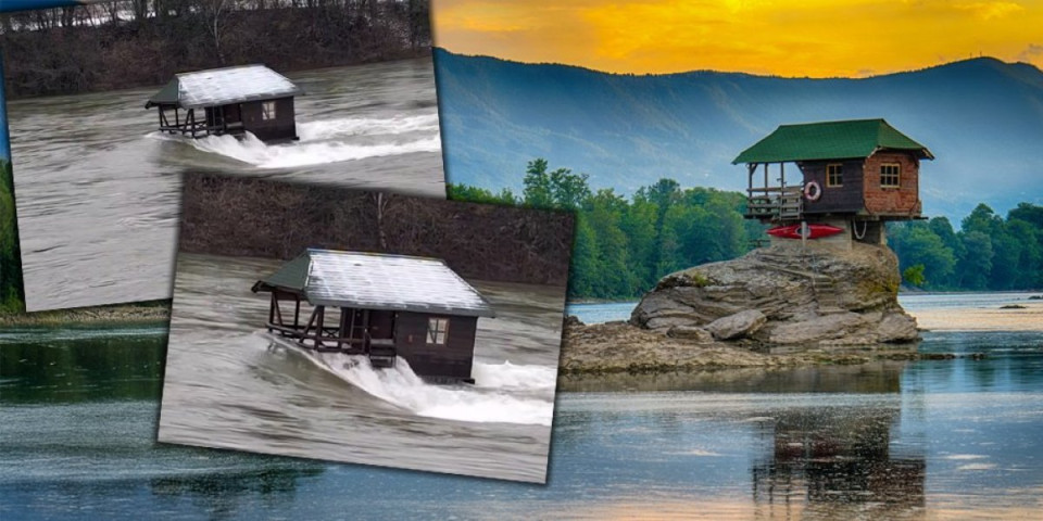 Strašan prizor na Drini: Ona se drži, ali reka divlja (VIDEO)