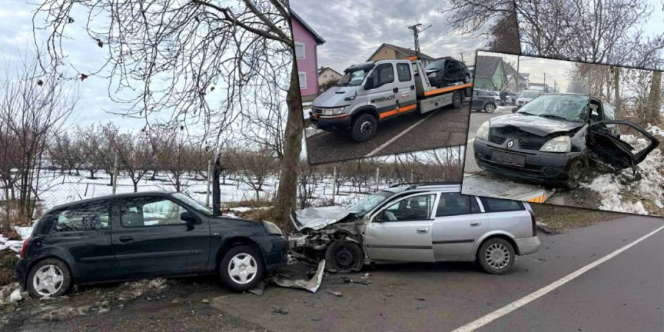 Jeziva saobraćajka u Bačkoj Palanci: Od siline udara na jednom automobilu otpala vrata (FOTO/VIDEO)
