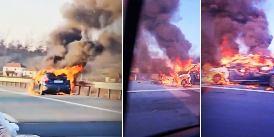 Zapalio se automobil, vatra i dim kuljaju na sve strane: Drama na Milošu Velikom (VIDEO)