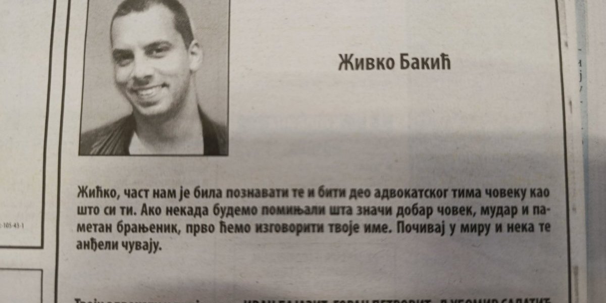 čitulja Živku Bakiću