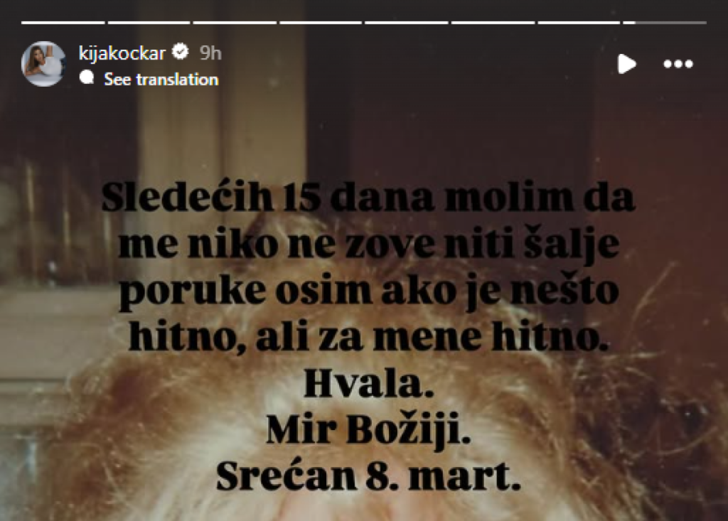 "Sledećih 15 dana niko da me ne zove": Kija Kockar zabrinula poslednjim oglašavanjem
