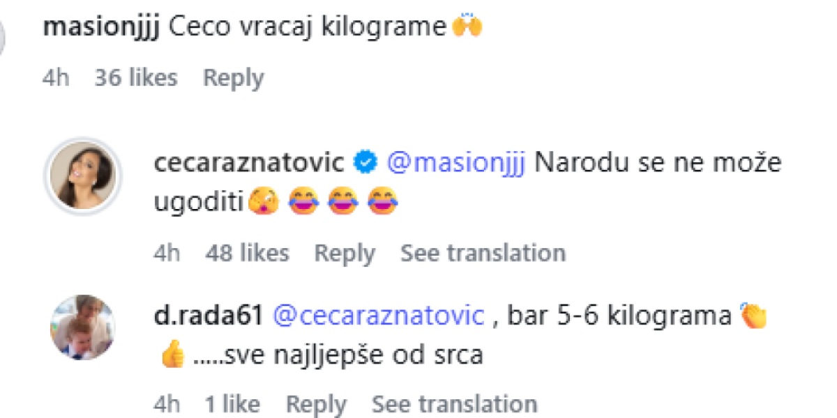 Komentari ispod objave Cece Ražnatović