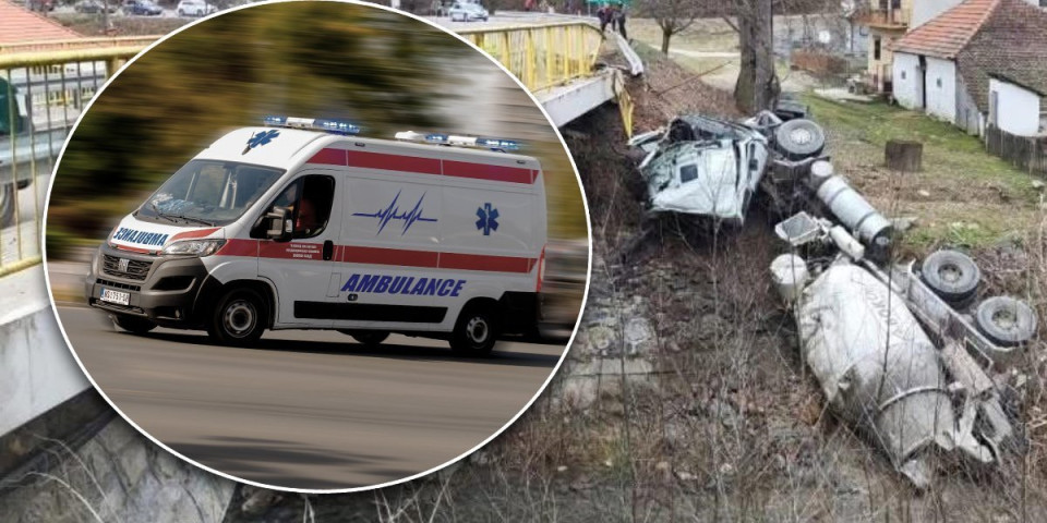 Jeziv prizor: Kamion sleteo s puta, delovi rasuti po kanalu