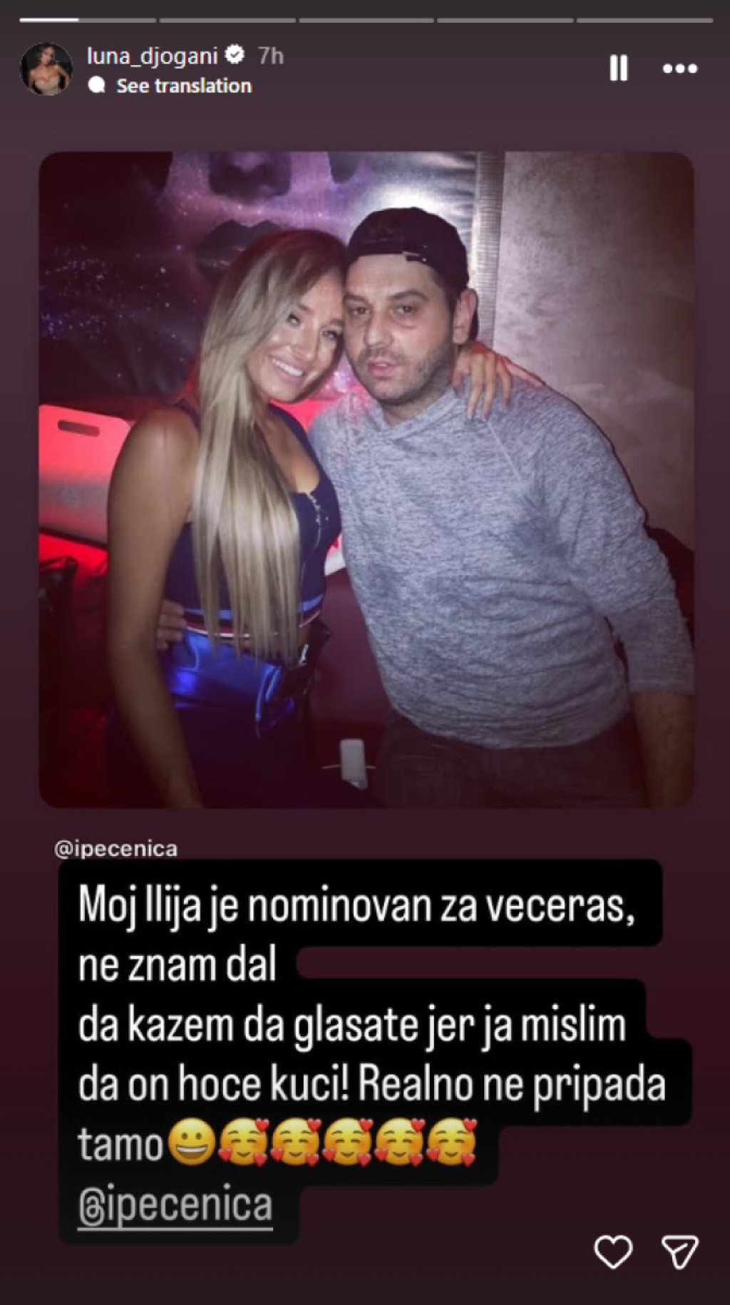 Luna Đogani apeluje na ljude da ne glasaju za učesnika Elite: "Ne pripada tamo"