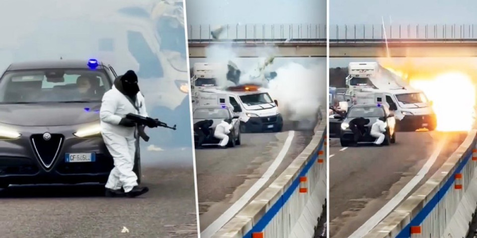 (VIDEO) Filmska pljačka nasred auto-puta! Raspalili rafal po policijskim vozilima, odjeknula stravična eksplozija