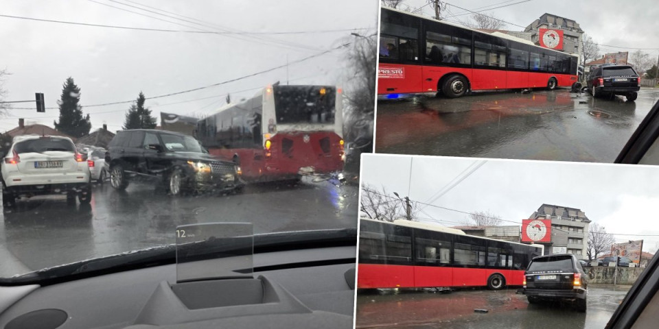 "Range rover" ostao bez točka: Jeziv sudar džipa i gradskog autobusa na Zvezdari (FOTO)