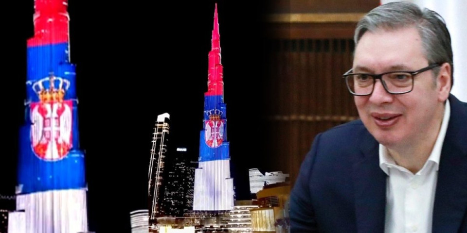 "Hvala, dragi prijatelji": Burdž Kalifa u bojama srpske zastave: Vučić objavio neverovatan snimak (VIDEO)