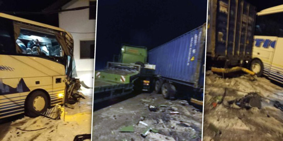 Slike užasa! Jeziv sudar autobusa i tri kamiona - Vatrogasci izvlače povređene (FOTO)