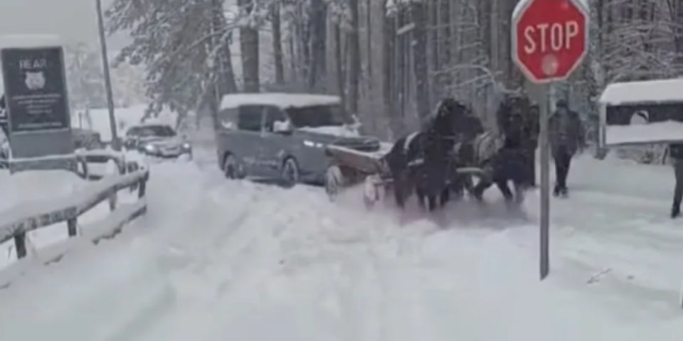 Hit snimak sa zavejanog Zlatibora: Kombi se zaglavio u snegu, a evo ko mu je pomogao (VIDEO)