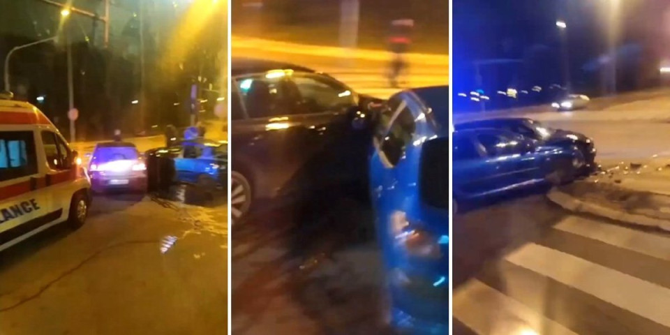 Stravičan sudar u Sremskoj Kamenici: Delovi auta rasuti po putu!