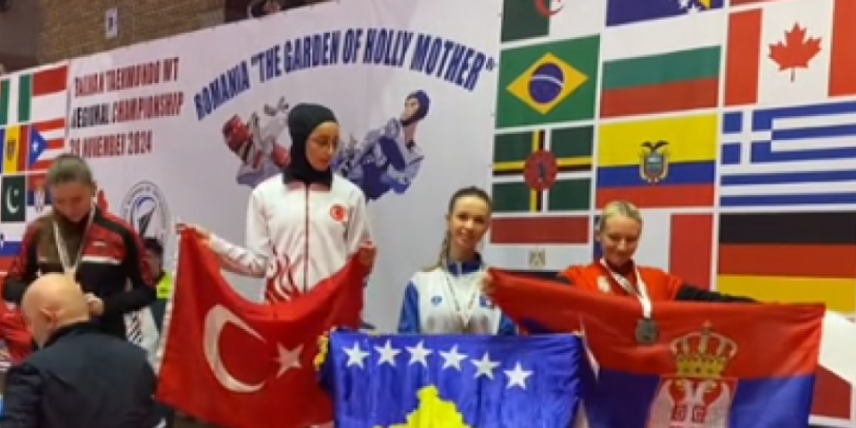 Bruka, dokle više? Takmičarka lažne države napravila skandal, pokušala da prekrije zastavu Srbije