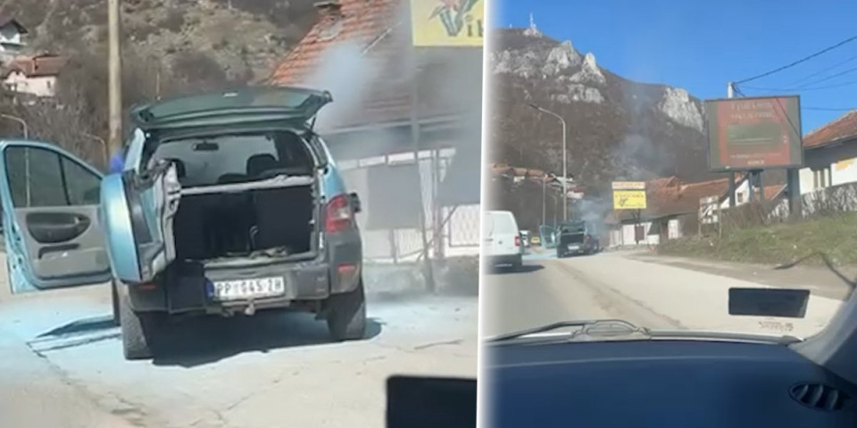 Požar na automobilu usred vožnje: Vatrogasci brzo reagovali (VIDEO)