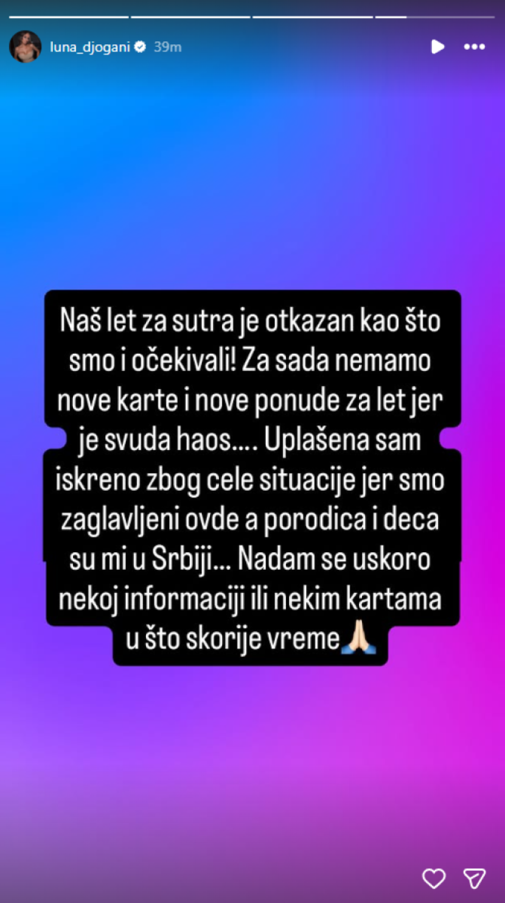Luna Đogani zarobljena na Maldivima: "Nemamo karte za povratak, a deca su mi u Srbiji"