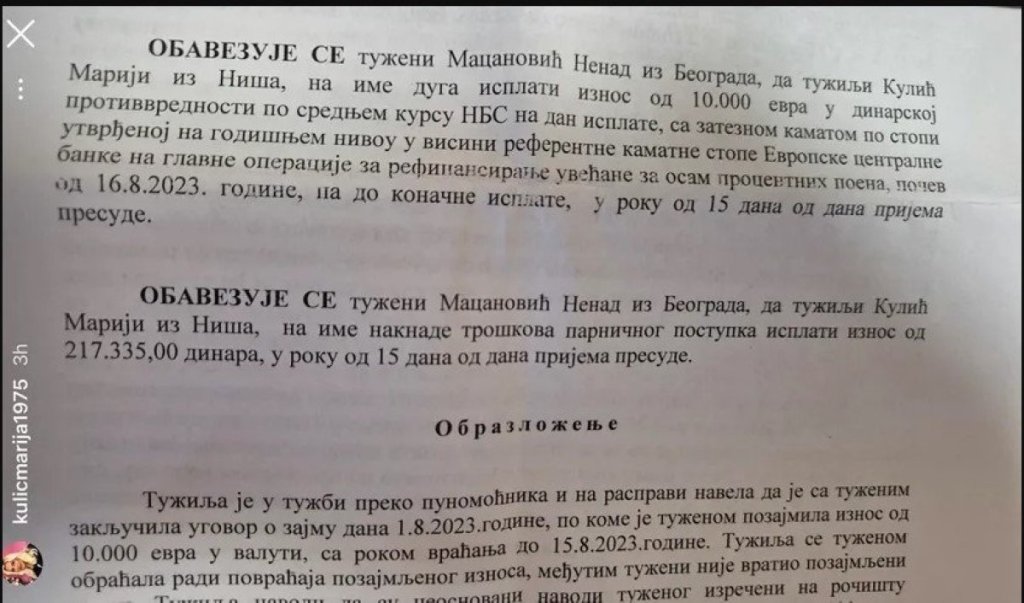 Marija Kulić dobila Bebicu na sudu: Uslikala presudu, ovu ogromnu cifru mora da joj plati