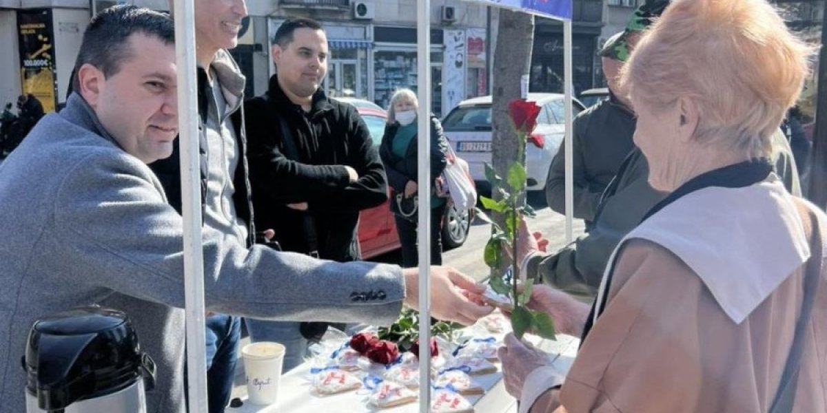 Deljenje cveća na Vračaru.