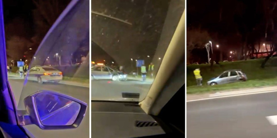 Automobil sleteo s puta, završio u kanalu: Jeziva saobraćajka kod Beogradske arene (FOTO)