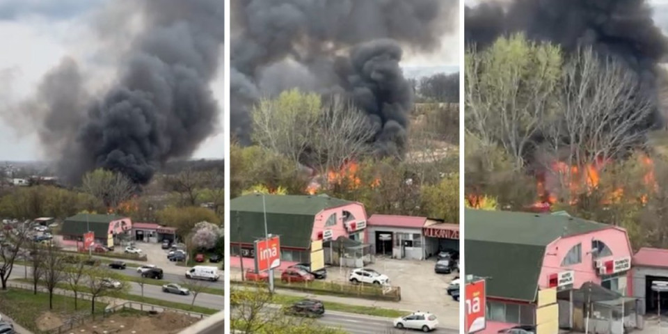 Požar na Čukarici! Vatra se širi velikom brzinom, preti da "proguta" objekat i automobile na parkingu (FOTO/VIDEO)