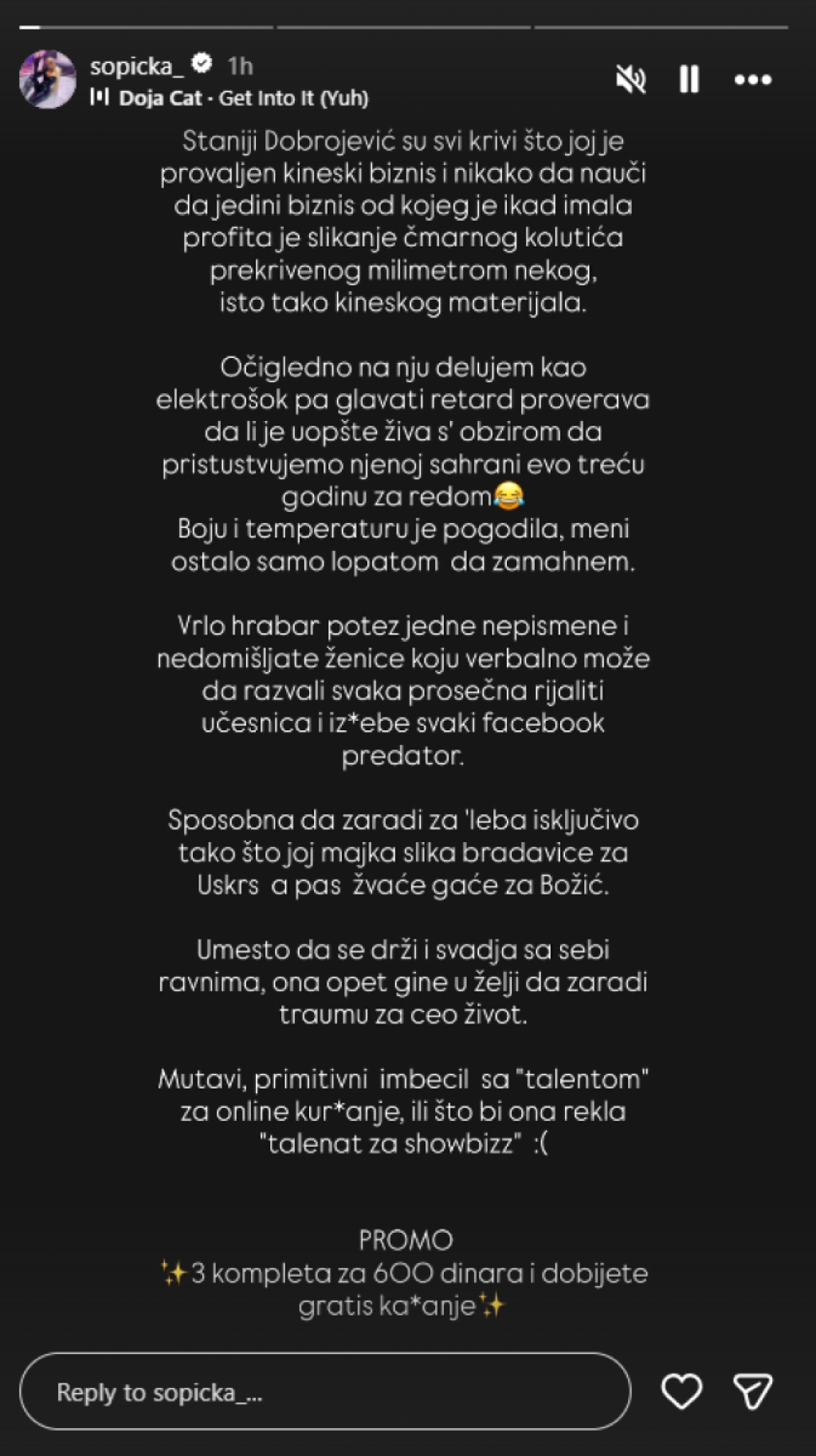 "Glavati retard zarađuje od slikanja čmarnog kolutića": Ivana Šopić demolirala Staniju