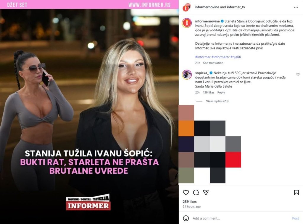 "Neka nju tuži SPC jer skrnavi pravoslavlje..." Voditeljka reagovala nakon što je tužila Stanija