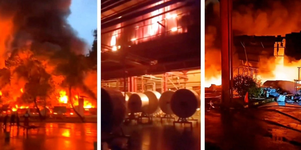 Besni stravičan požar u fabrici plastike: Plamen guta sve pred sobom - gusti oblaci dima se vide kilometrima daleko