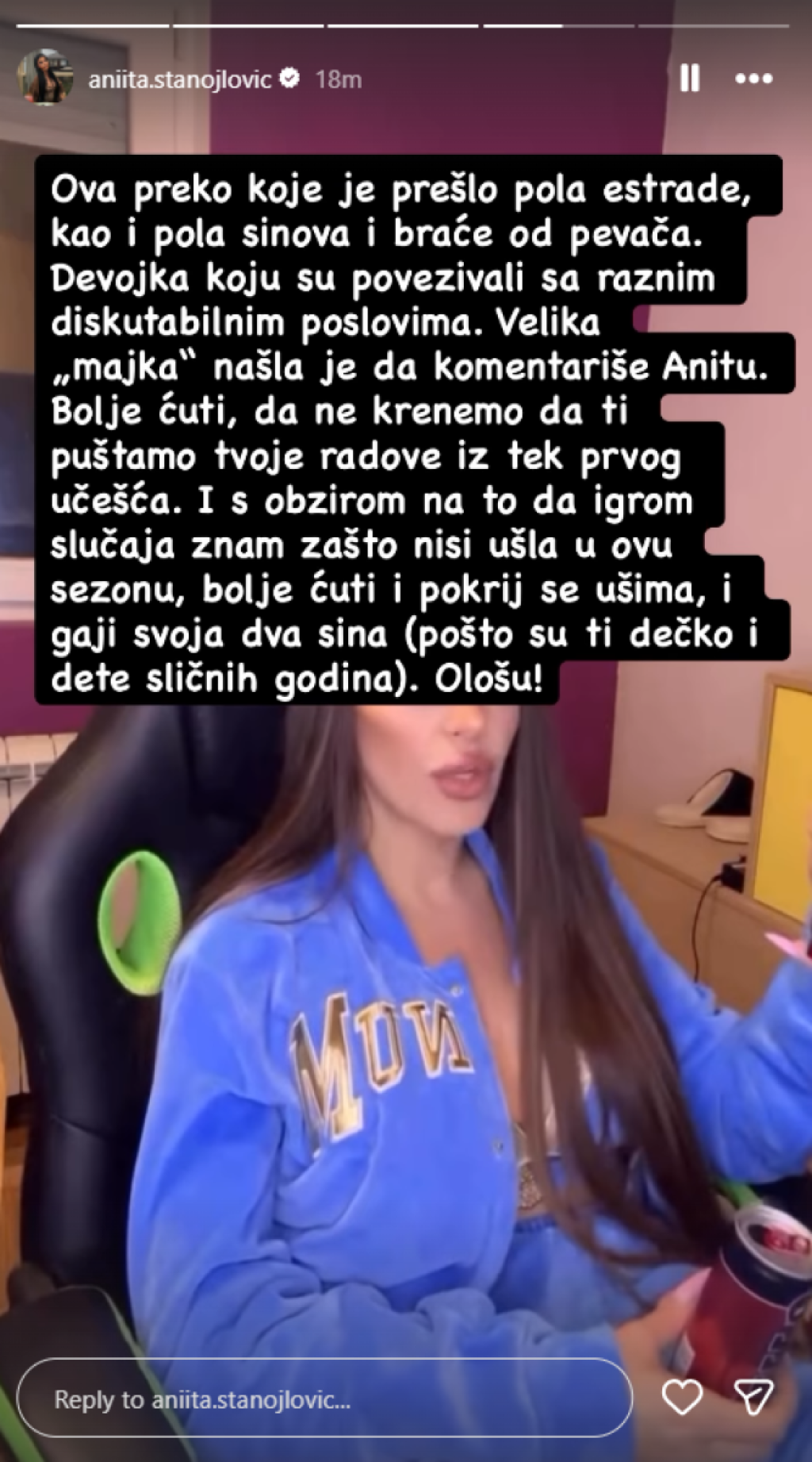 "Ološu, preko tebe je prešlo pola estrade": Prijateljica Anite Stanojlović izvređala Enu Čolić