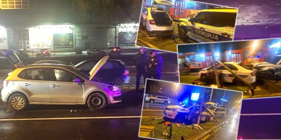 Haos kod Sajma: Policijski automobili "zgužvani" u nesreći tokom potere (VIDEO)