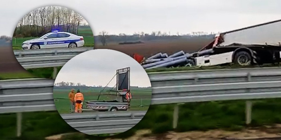 Prvi snimak nesreće na putu Šabac-Loznica: Kamion sleteo s puta, policija na terenu (VIDEO)