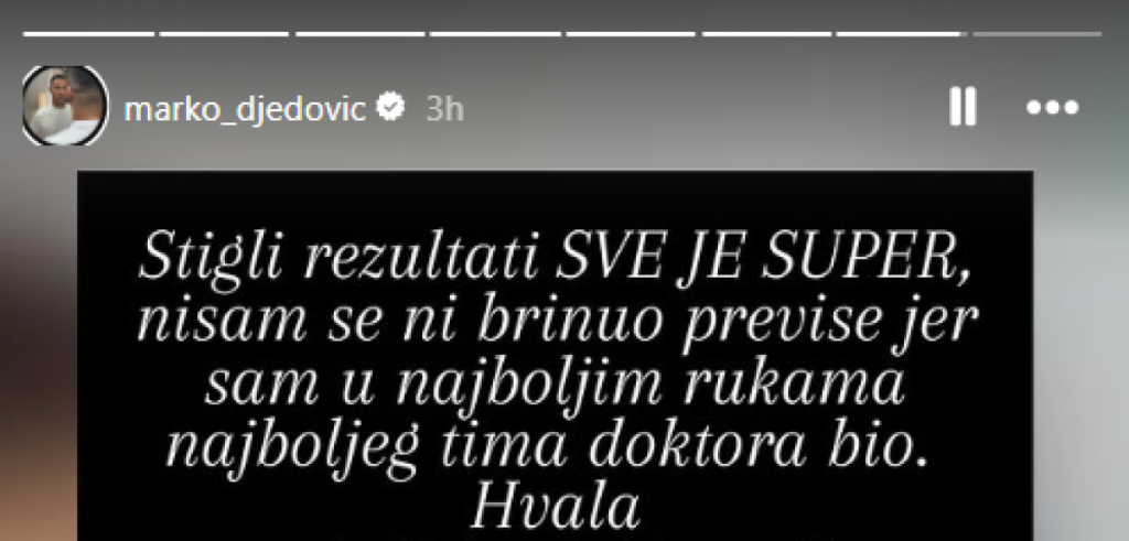 Stigli rezultati biopsije... Marko Đedović se oglasio nakon operacije
