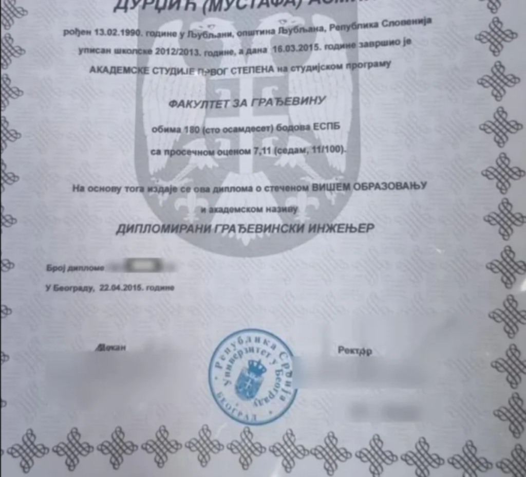 Objavljena diploma Asmina Durdžića: Evo koji državni fakultet je završio (FOTO)